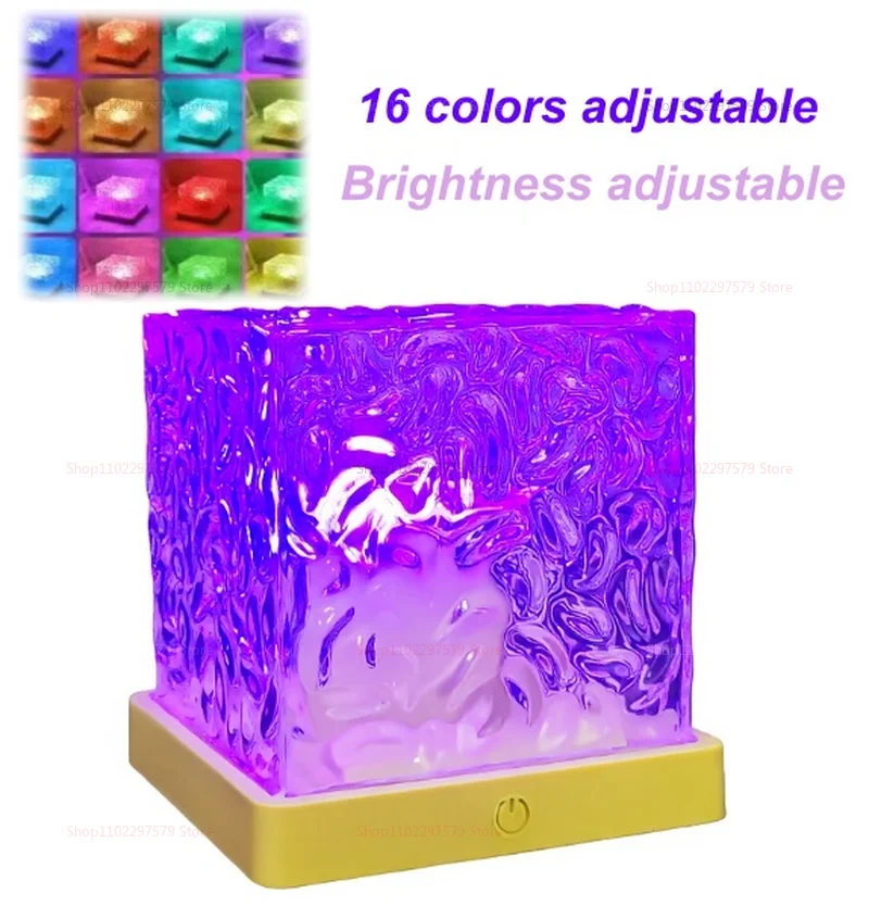 Dynamic Rotating Water Ripple Projector 16-Color Atmosphere Lamp Flame cCrystal Lamp Living Room Study Bedroom Night Light