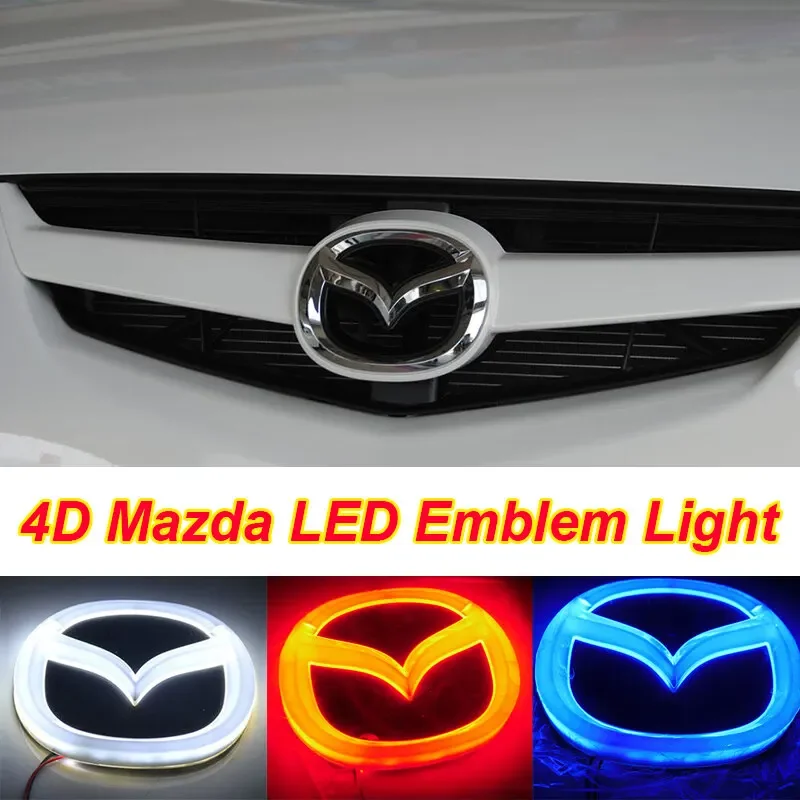 

Для Mazda 2 3 6 RX8 RX7 CX7 8 CX5 MX5 323 Передняя эмблема автомобиля, 4D светодиодная задняя крышка, наклейки, модифицированные