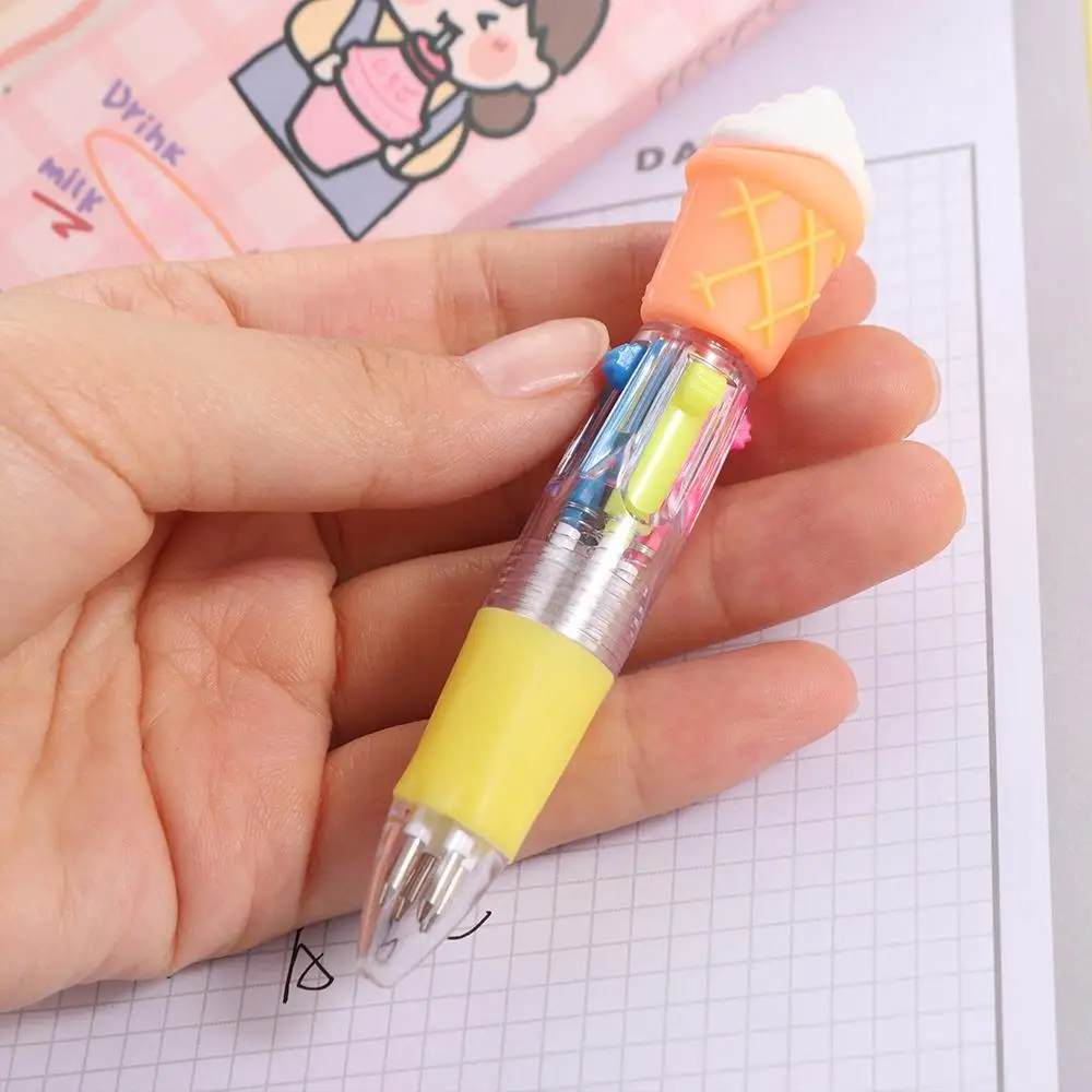 Kawaii Hamburger Cartoon 4-Color Pen Cola Ice Cream Colorful Ink Gel Pen Cute 0.7 MM Nib Multicolored Pen Hand Account