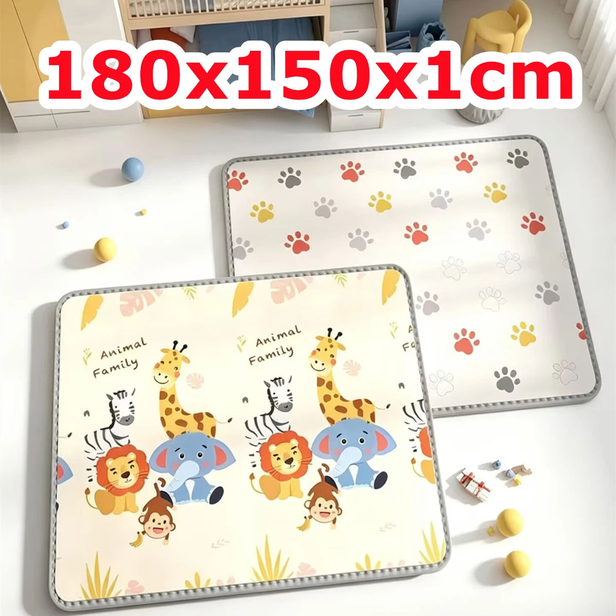 

1cm Play Mat for Children's Thick Safety Mat 180x120/180x150cm Thickness Friendly Crawling Play Mats Folding Carpet Rug Playmat