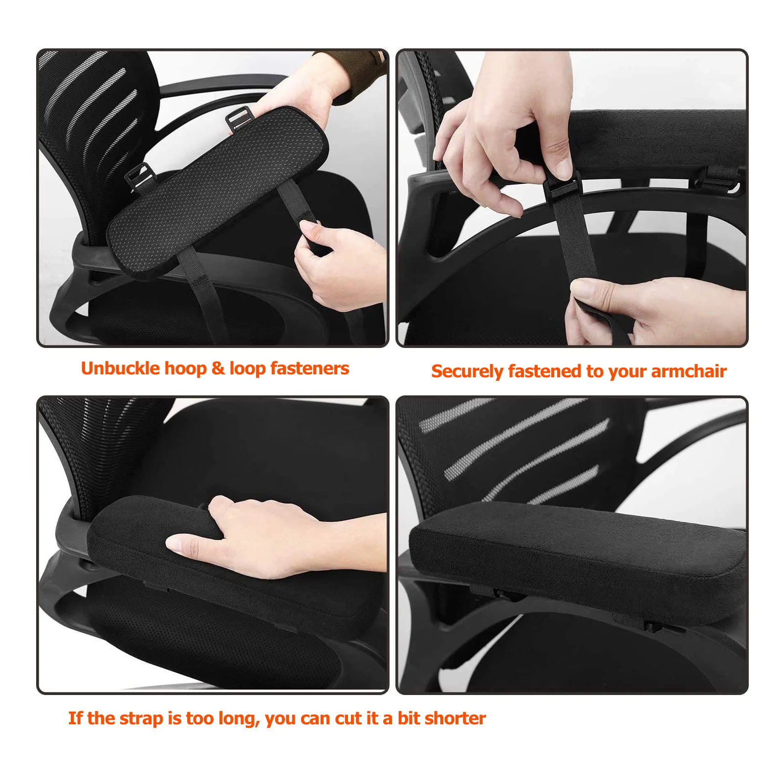 

2Pcs Chair Armrest Pads Memory Sponge Elbow Support Cushion Office Gaming Wheelchair Armrests Comfort Pressure Relief