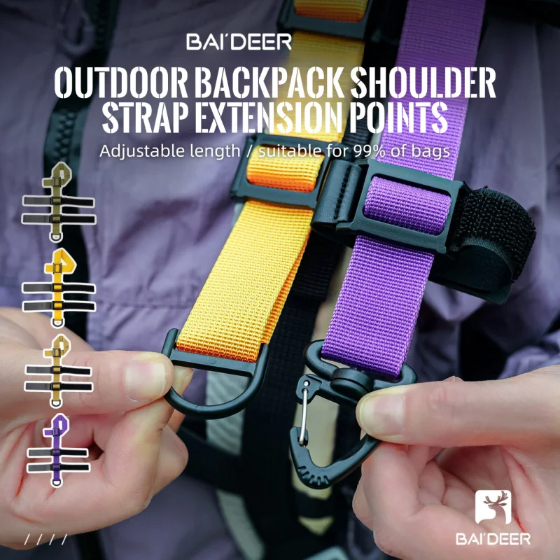 BAIDEER Hiking Backpack DIY Modification Kit Shoulder Strap Expansion Attachment Points Outdoor Hanging Buckles DLoop Strap