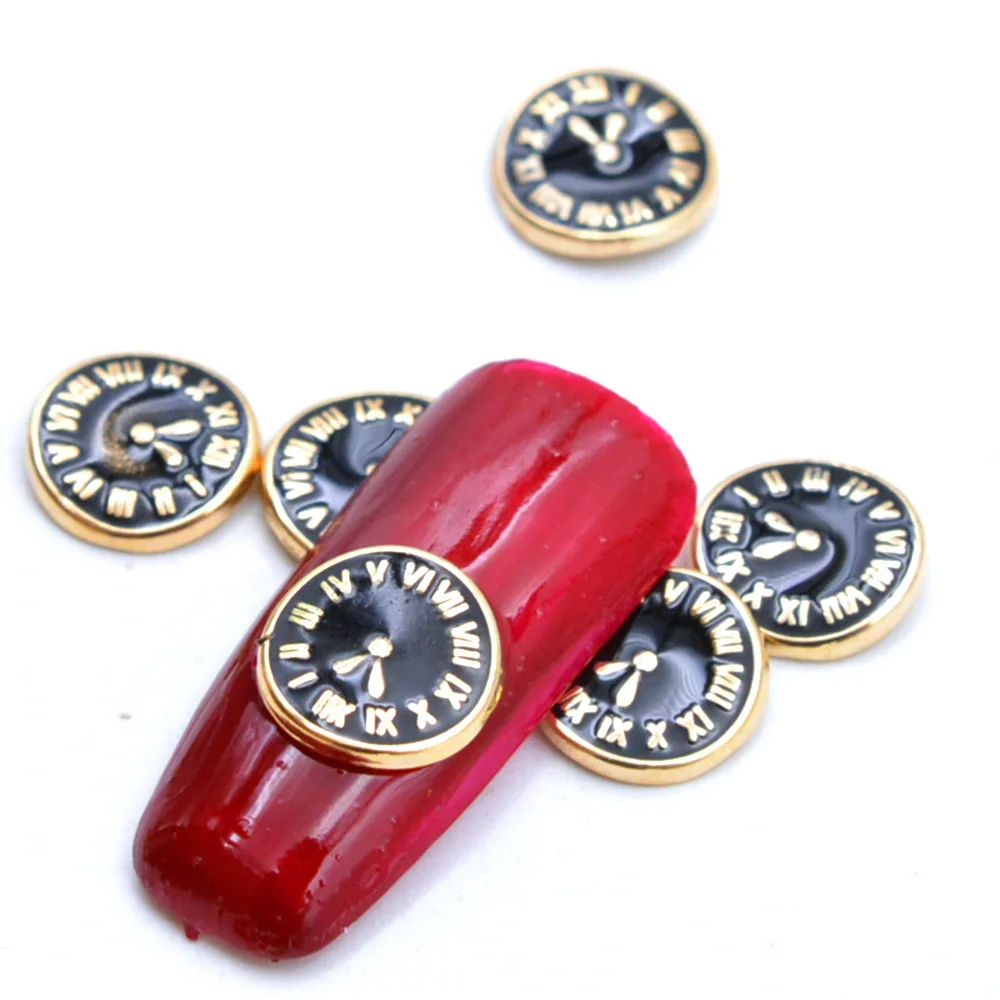 10CPS/Lot 8MM Round Metal Wall Clock Nails Art Decoration Charms Accessories Parts Nail Supplies For Professionals Manicure Tool