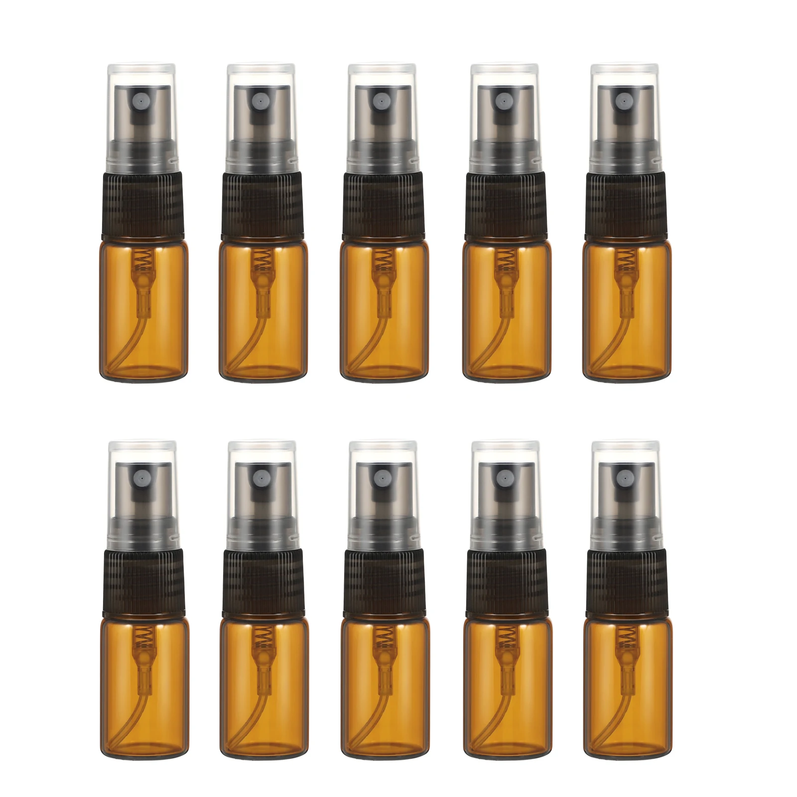 10Pcs Spray Bottle Brown Glass Small Leakproof Refillable Fine Mist for Perfume Makeup and Skin Care Travel Spray Bottle