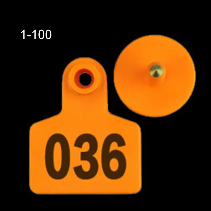 Plastic Livestock Ear Tags with 1-100 Series Numbers Farm Animal Identification Tags for Cattle Pig Sheep Pack of 100