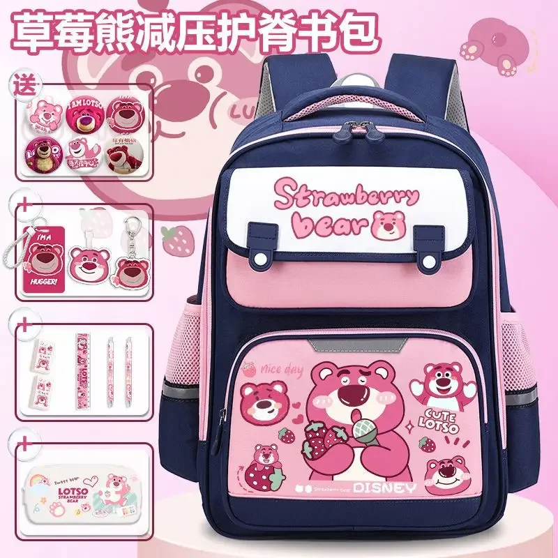 Sanrio New Strawberry Bear Student Schoolbag Girls' Cute Cartoon Large Capacity Decompression Spine-Protective Backpack