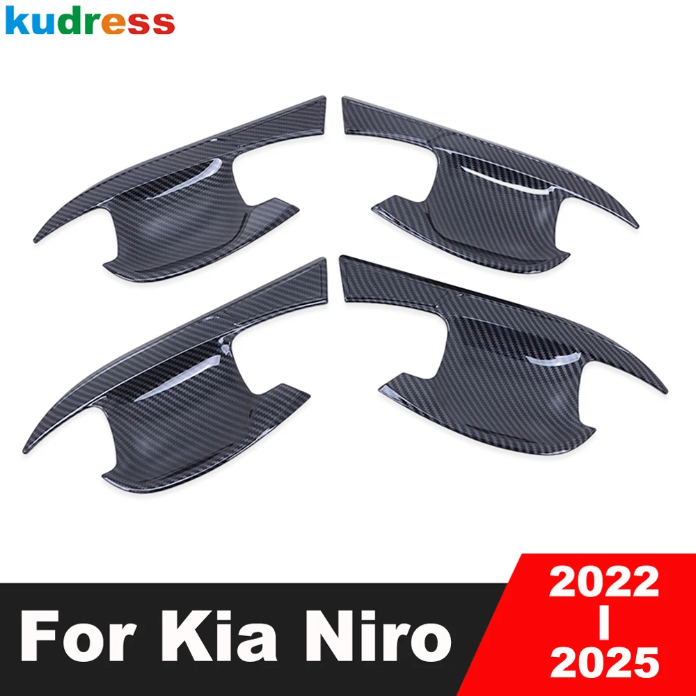 

Door Handle Bowl Cover Trim For Kia Niro 2022 2023 2024 2025 Carbon Fiber Car Side Handles Cup Covers Overlay Accessories