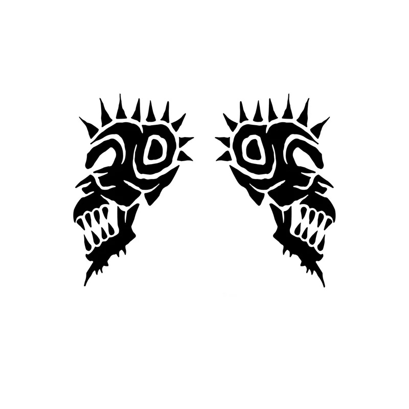 Car Stickers (left and Right) Fierce Skull Reflective Decorative PVC Car Stickers Waterproof Sunscreen Black/white, 13cm*8cm