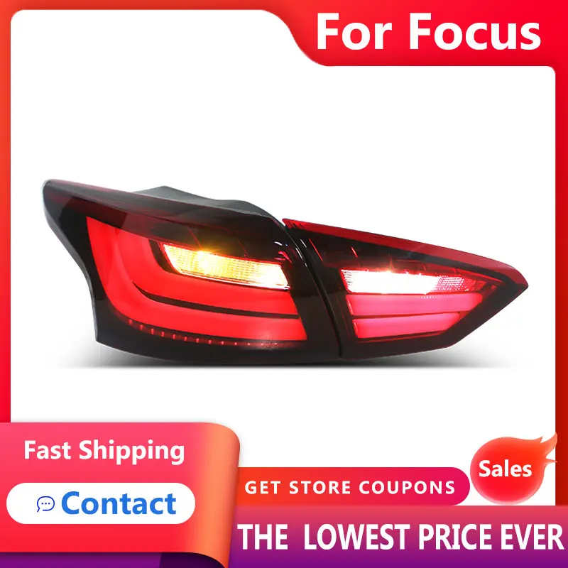 

tuning cars Tail lights For Ford Focus Sedan 2012-2014 Taillights LED DRL Running lights Fog lights angel eyes Rear parking