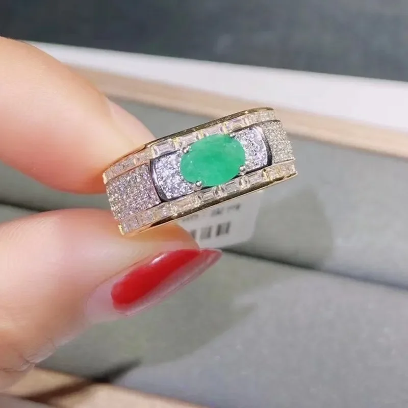 Natural Emerald Ring Daily Wear Jewelry 5*7mm Birthday Gift Luxury Jewelry Designer