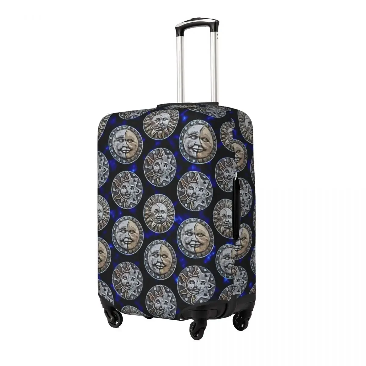 Graphic  Suns Moons Tile Dark Blue Grey Print Luggage Protective Dust Covers Elastic Waterproof 18-32inch Suitcase Cover