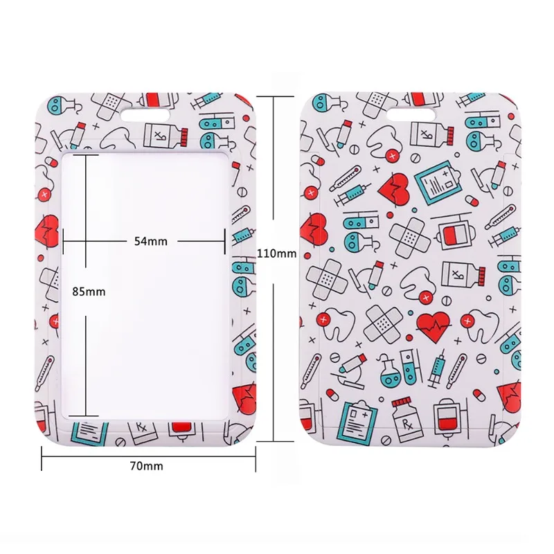 Nurse Doctor ID Badge Lanyard - Medical Equipment Pattern Neck Strap with Keyring Charm Phone Keychain Accessories