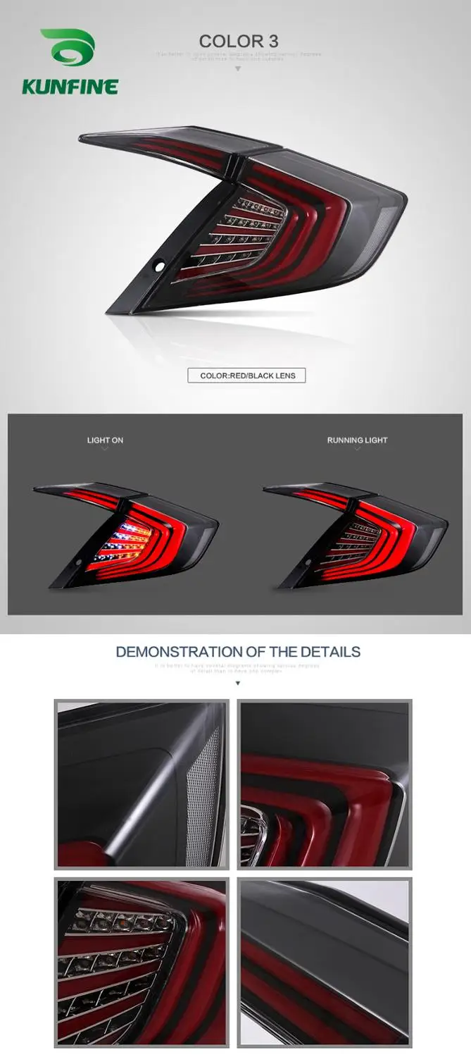 Car Tail Light Assembly For  Honda Civic 2016-2017 Brake Light With Turning Signal Light Car led Tail light