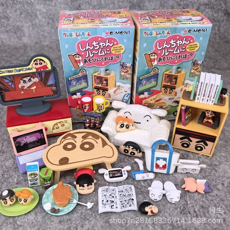 

Crayon Shinchan Miniature Room Storage Cabinet TV Scene Blind Box Toys Anime Figure Doll Gifts Collect Ornament Figure Doll Toys