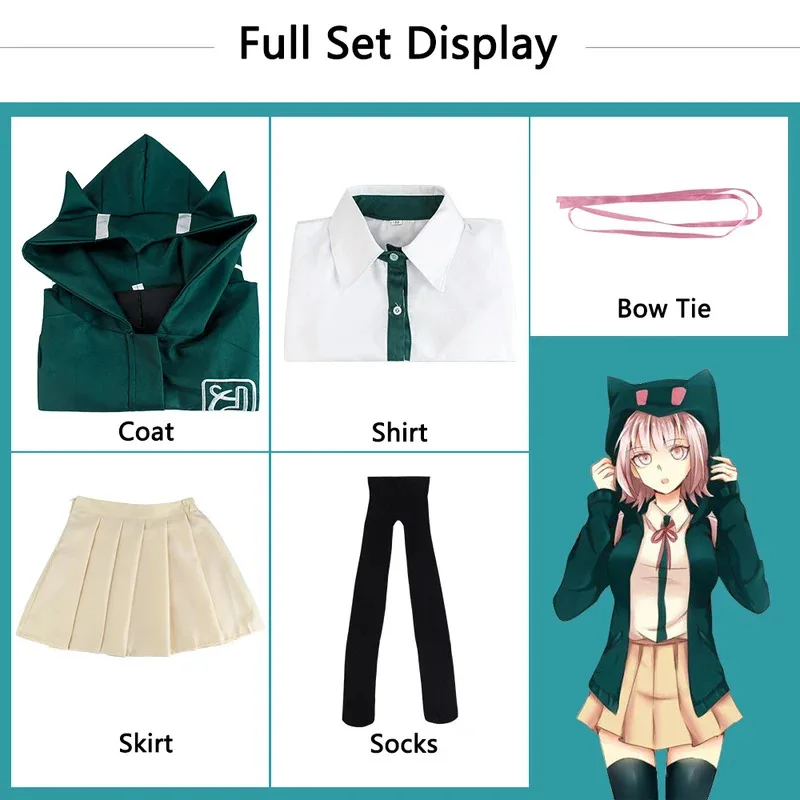 Nanami ChiaKi-Disfraz de Cosplay de Anime Danganronpa, uniforme de juego de rol, vestido de fiesta de Carnaval y Halloween para mujer yj4k