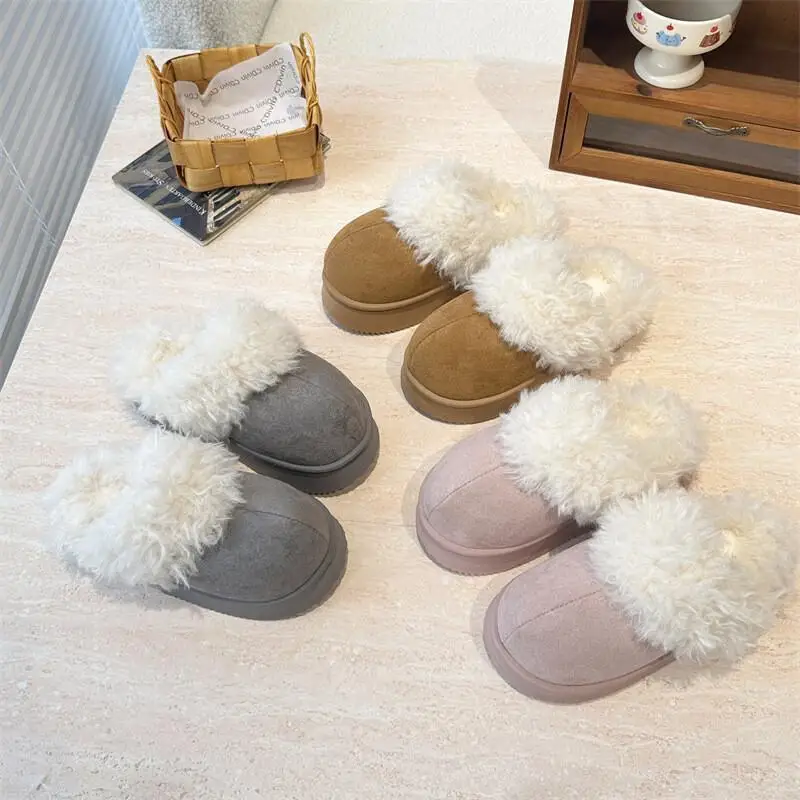 

Hot Kawaii Girl Shoe Fashion Student Winter Cartoon Casual Fleece-Lined Keep Warm Non-Slip Cotton Slippers Children's Clothing