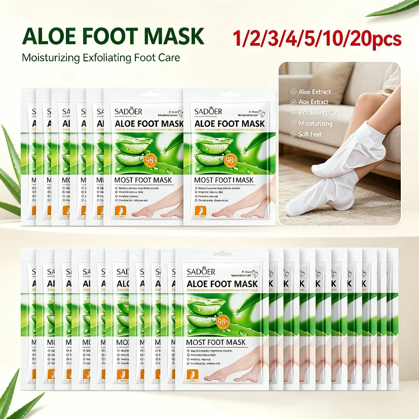 35g SODOER Aloe Vera Foot Mask Moisturizing Exfoliating Skin Rejuvenation Foot Care for Softening And Smoothing Feet