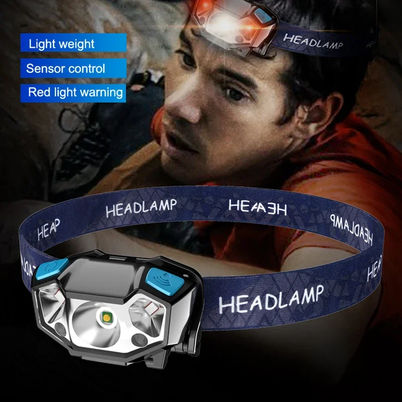 Led Rechargeable Headlamp Motion Sensor HeadLight Waterproof Head Flashlights For Outdoor Camping Fishing Head Lamp