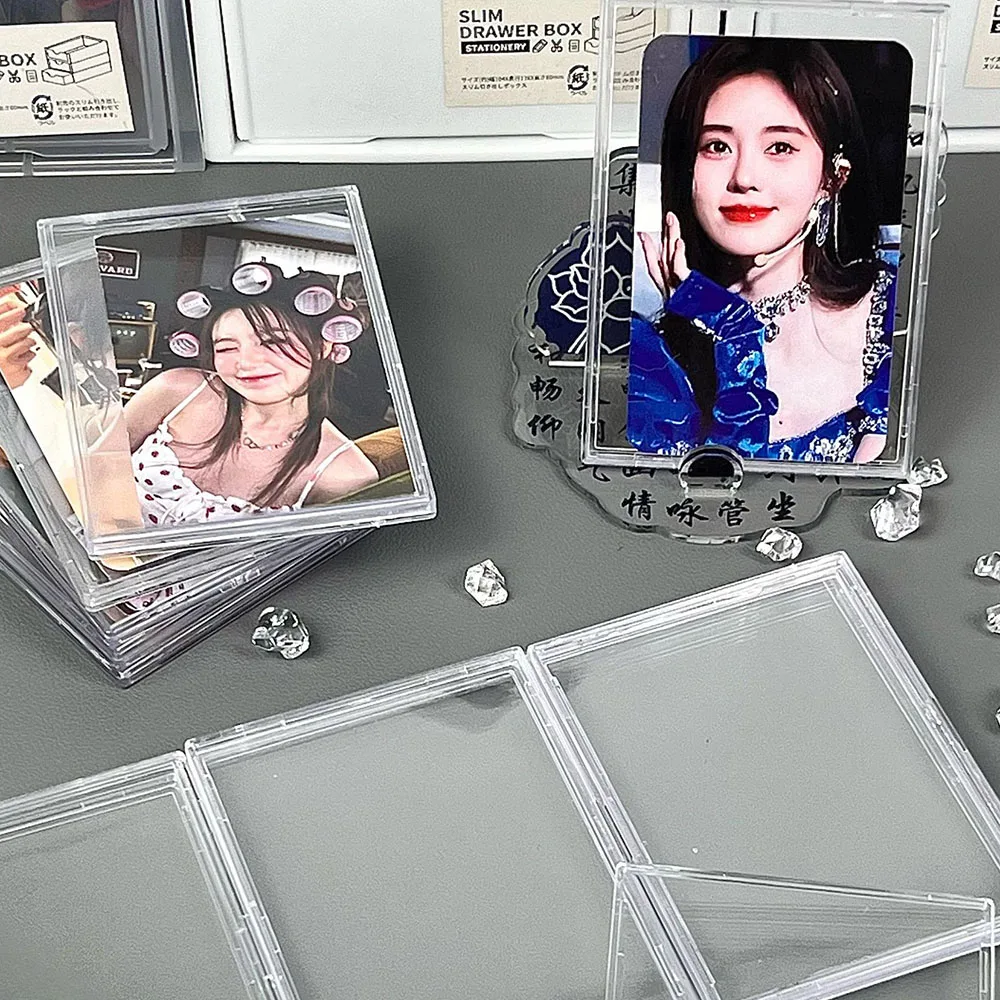 Acrylic Photocard Sleeves Transparent Card Brick Top Loaders Korean Idol Photo Card Holder Display Standing Photo Frame