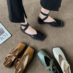 New Arrived Design Mary Jane Shoes Women Elegant Square Toe Flats Summer Outdoor Elastic Band Sandal Fashion Ladies Shoes