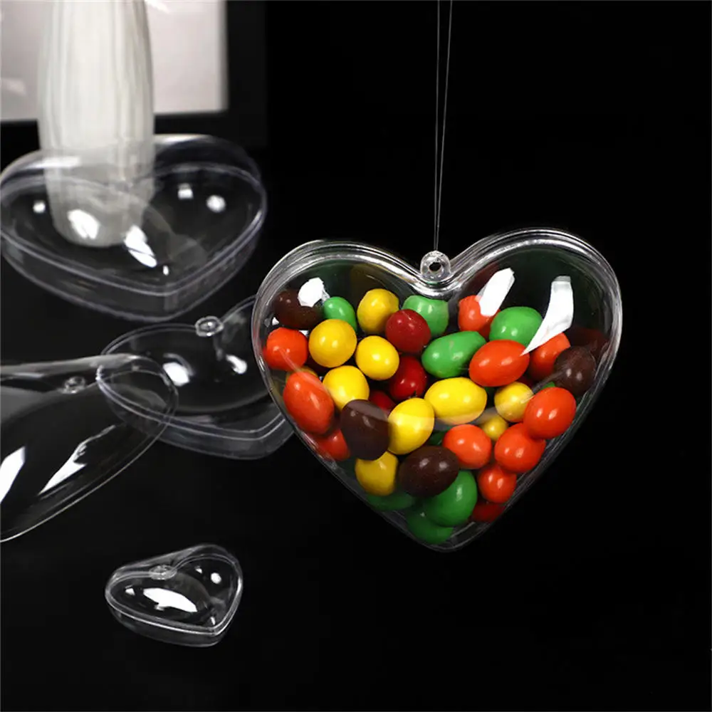 Heart Transparent Christmas Tress Decorations Ball Plastic Lovely Clear Candy Gift Present Boxes Bauble Ornament Merry Christmas