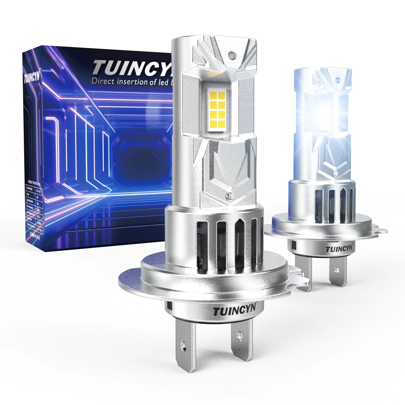 

TUINCYN 2Pcs Car H7 LED Headlight Bulb Mini Turbo LED High Low Beam 100W For Car Headlamp Auto Head Lamp H7 12V 6000K White