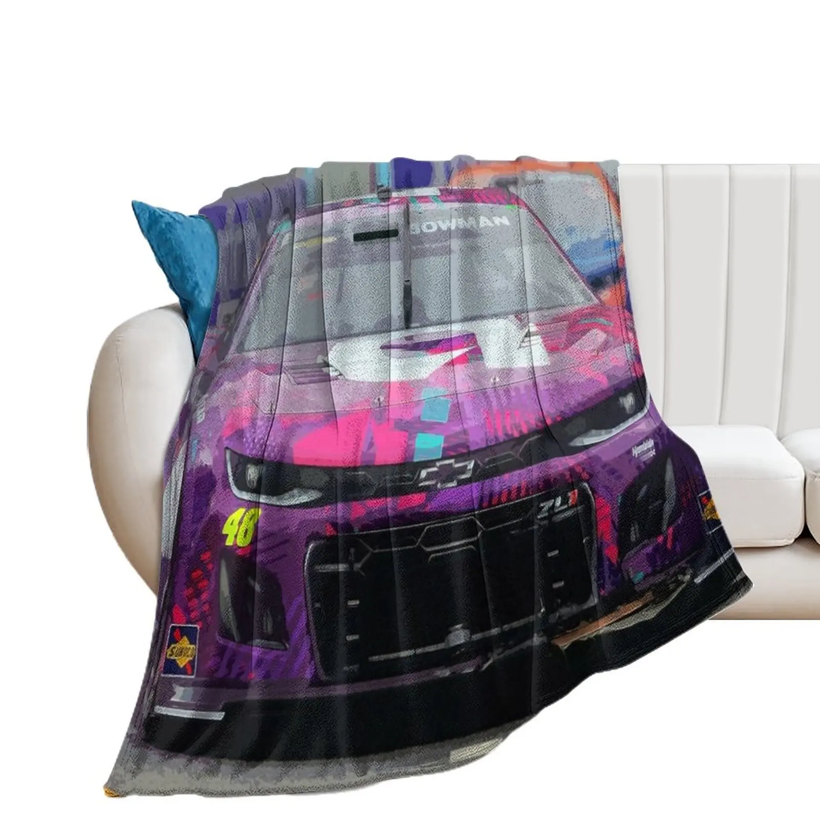 

Alex Bowman racing on the Chicago street course 2024 Throw Blanket Shaggy Softest Blankets