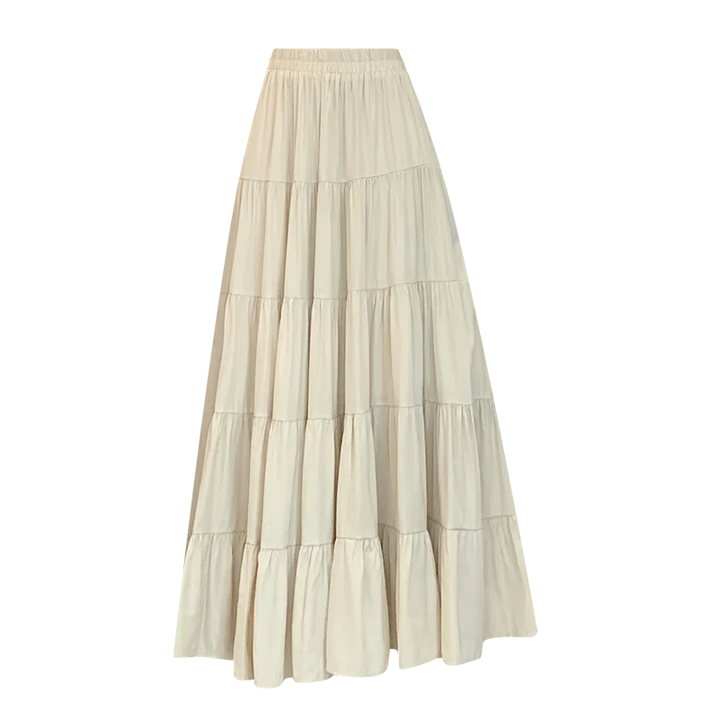 Autunno Elegante Solido delle Donne Wrap Ombrello Torta Gonne 2025 Nuova Vita Alta Coreano Ufficio Casual Allentato A-line Gonne Lunghe Femminile