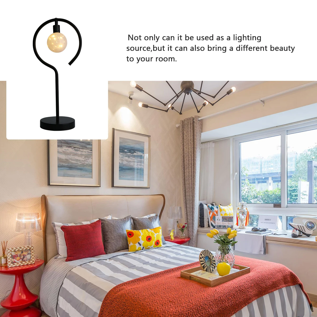 

LED Colorful Desk Lamp Iron Frame Powered Simple Nordic Style Plastic Table Light Vintage Design Bedroom Living Room