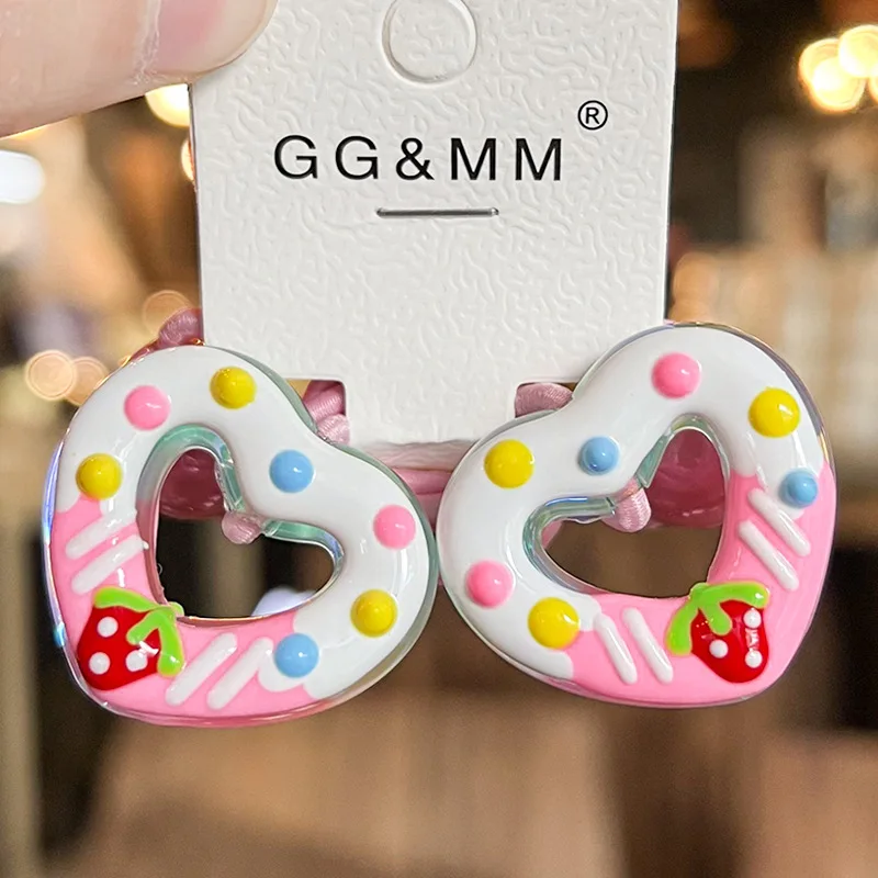 Hair Tie Hand Drawn Heart High Stretch Soft Durable Cute Cartoon Korean Style Kids Girls Decorative Ponytail Accessory