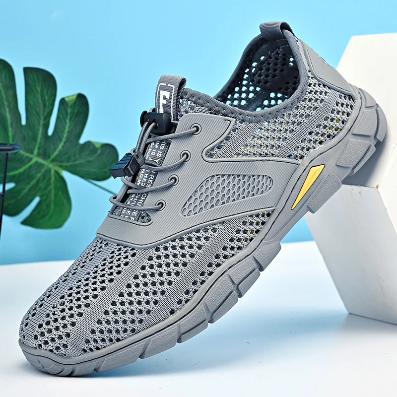 

Мужская обувь, летние дышащие сетчатые туфли, спортивные сандалии с защитой от пота и запаха, мужские туфли для путешествий с крупной сеткой