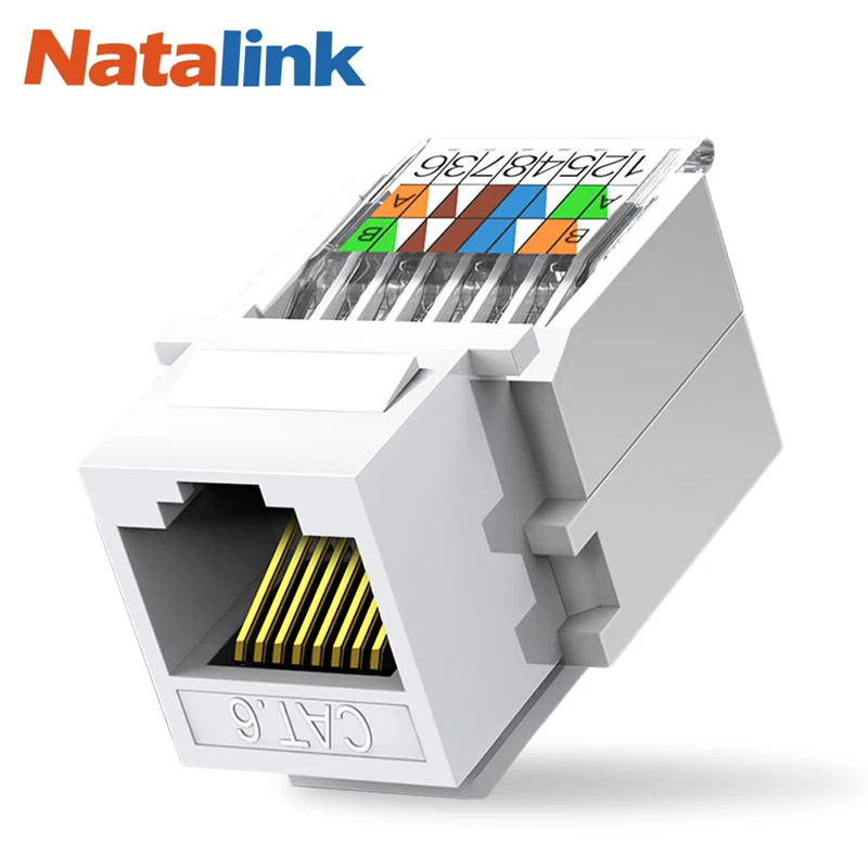 

Natalink Cat6 RJ45 Tool-Less Keystone Ethernet Module Female Jack Network Punch Down Connector (Not compatible with Patch Panel)