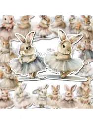 Cute Ballet Rabbit Cartoon Stickers Victorian Retro Style Rabbit Handbooks DIY Decorative Stickers Computer Laptop Phone