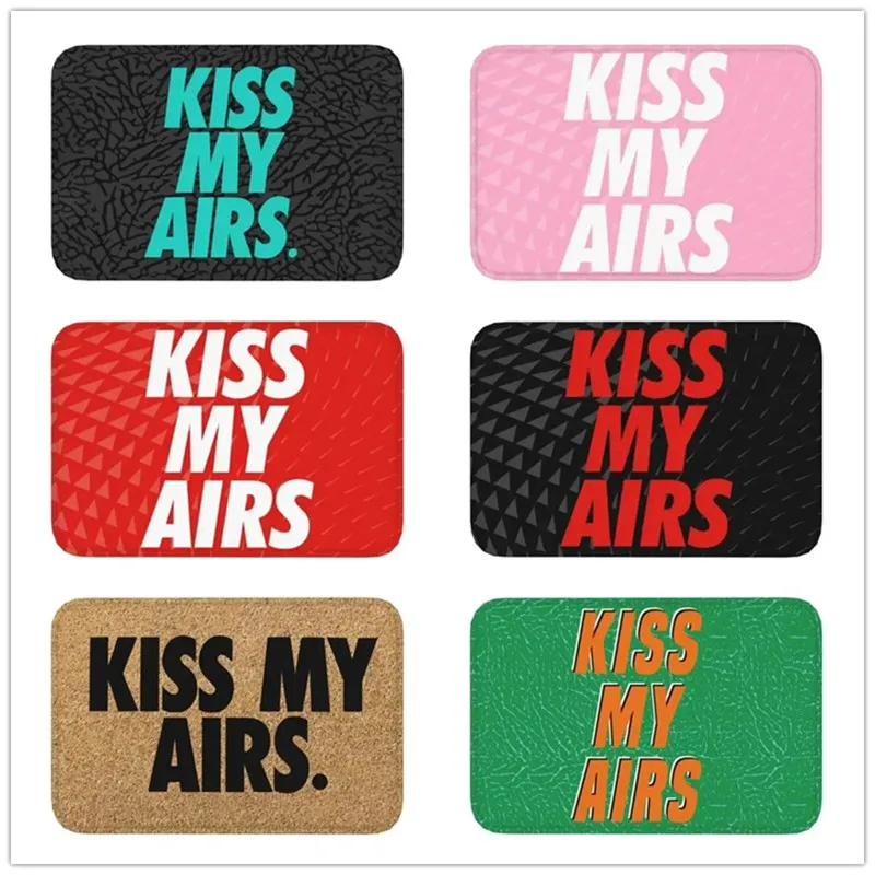 Kiss My Airs Letter Printed Entrance Door Mat Non-Slip Indoor Outdoor Home Decor Carpet Living Room Kitchen Bedroom Bath Rugs