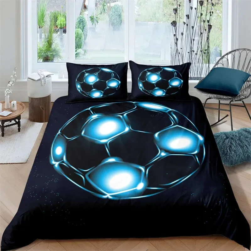 

Football Duvet Cover Sports Theme Ball Games Bedding Set Kids Basketball Hockey Comforter Cover Twin for Boys Girls Room Decor