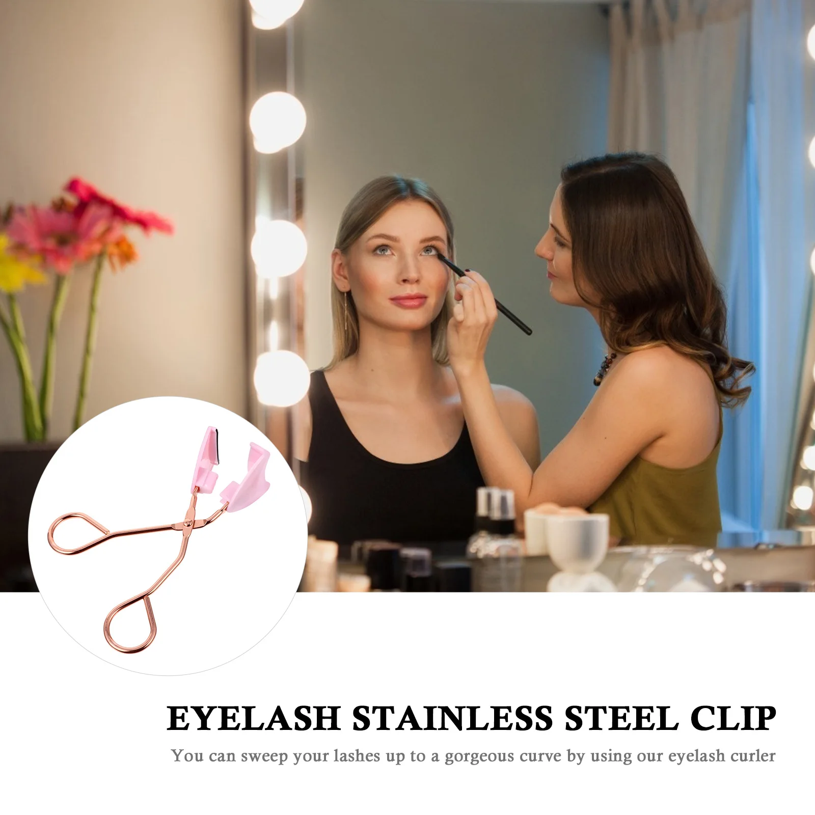 

Beginners Eyelash Curler Lashes Clip Tool with Pink Stainless Steel Woman