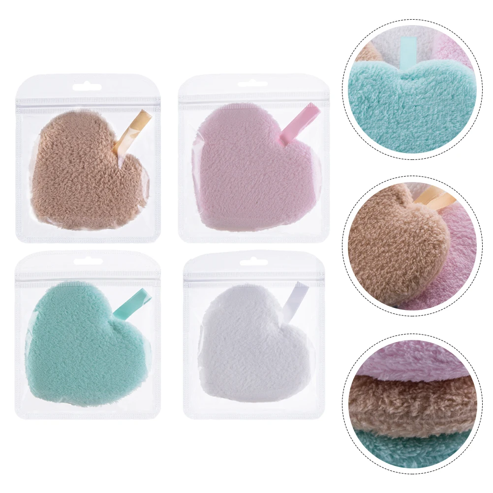 4 stücke Herzförmige Make-Up Entfernung Schwamm Gesichts Reinigung Puff Peeling Tiefe Poren Reinigung Reise Ätherisches Frauen Mädchen Gesicht