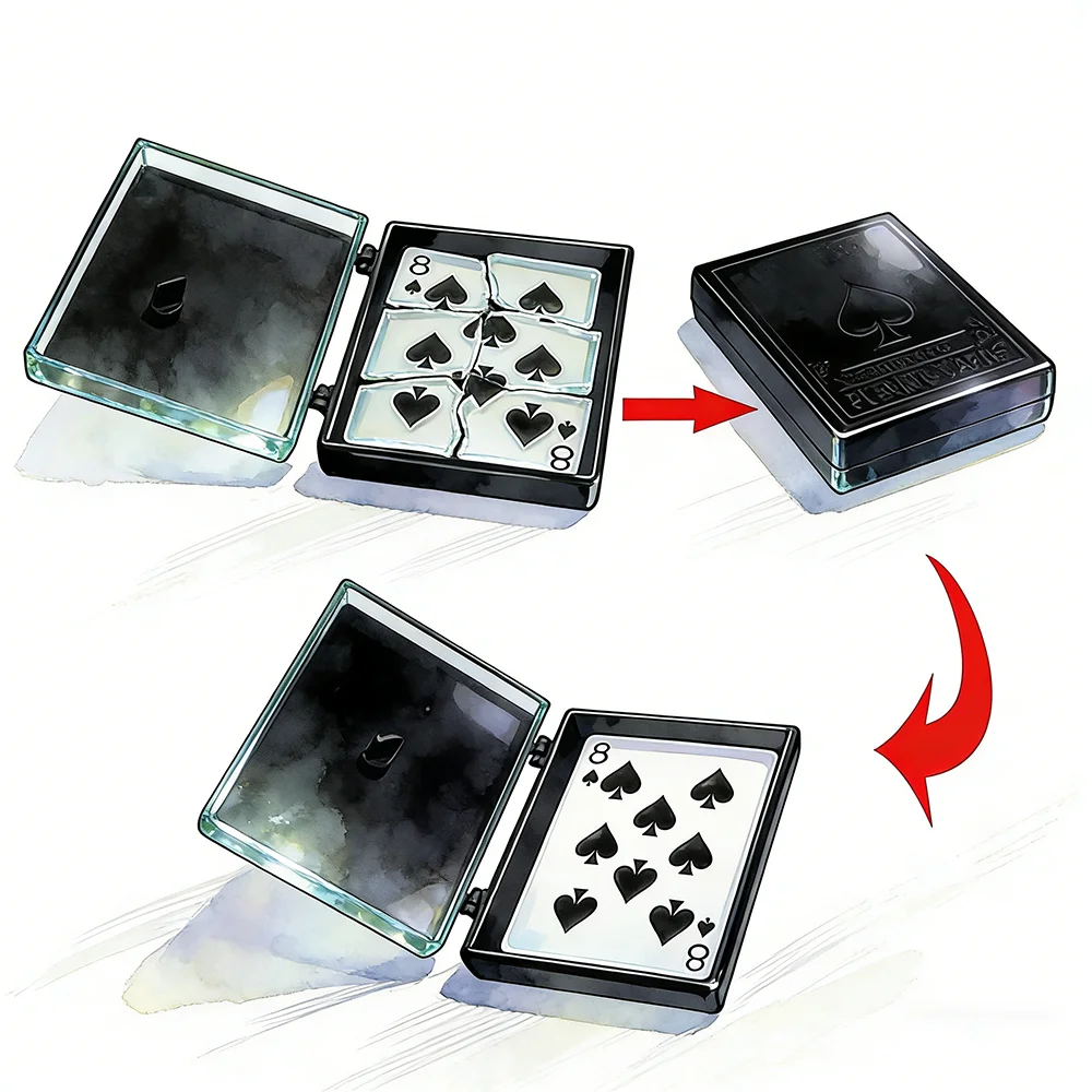 Surprise Restore Box Magic Tricks Black Plastic Box Broken Paper Card Case Close-Up Magic Tricks Props Toys For Children