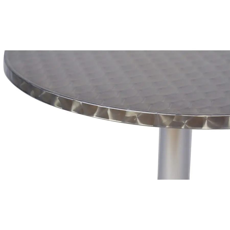 โต๊ะอาหารสแตนเลสทรงกลม 23.75 นิ้ว สำหรับร้านอาหาร ใช้ได้ทั้งภายในและภายนอกอาคาร พร้อมฐานอะลูมิเนียม ทนทาน เหมาะสำหรับร้านอาหารและบิสโทร