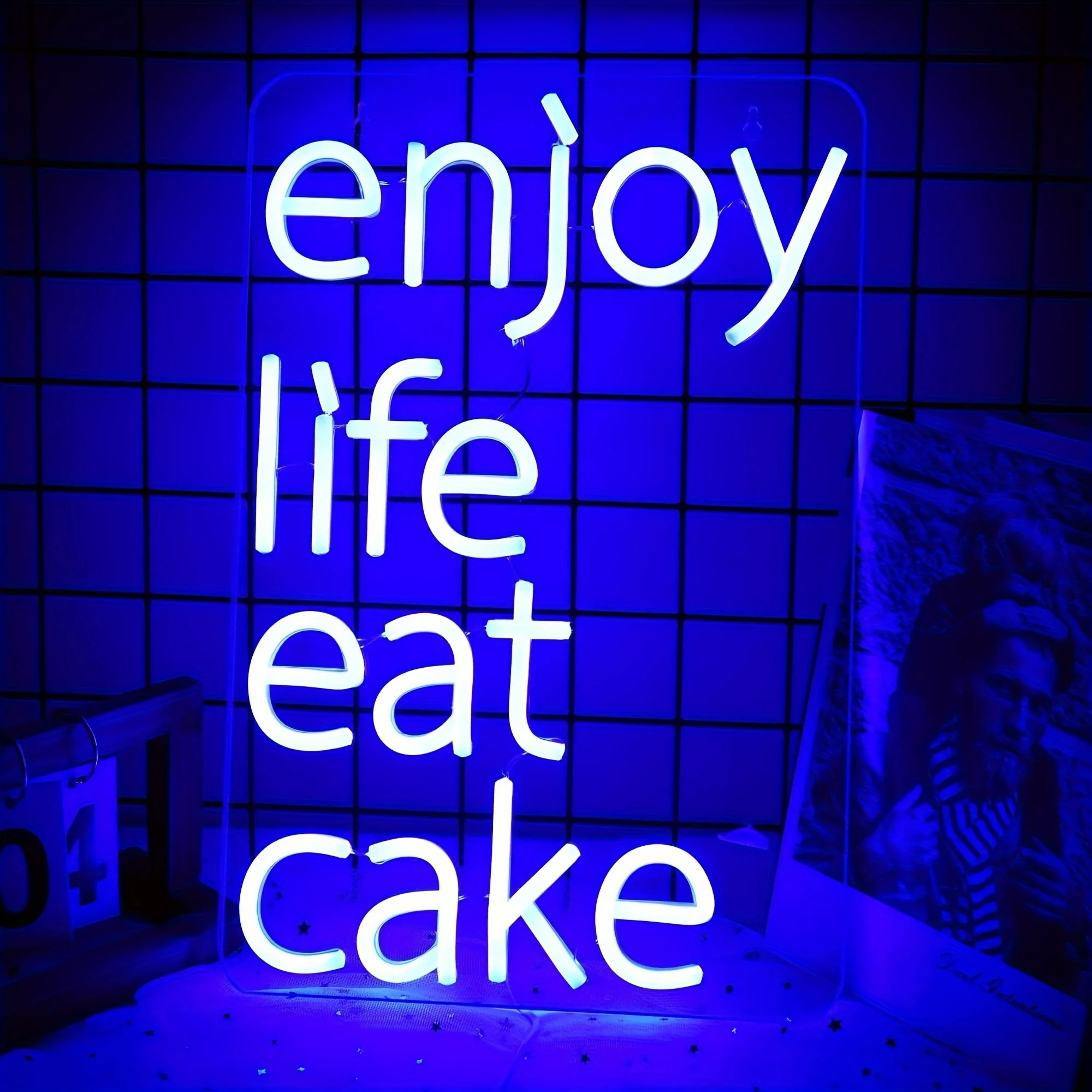 

LED Neon Light Enjoy Life Eat Cake Neon Sign Decorate Dessert Shop Sparties Bars Bedroom Hanging Decor Gift for Friend Usb Power