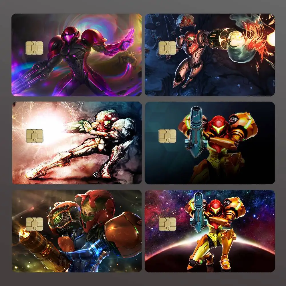 Game M-Metroids Credit Skin Cover Card Stickers 4PCS Film Bus Pass Front Decoration Bank Debit Waterproof