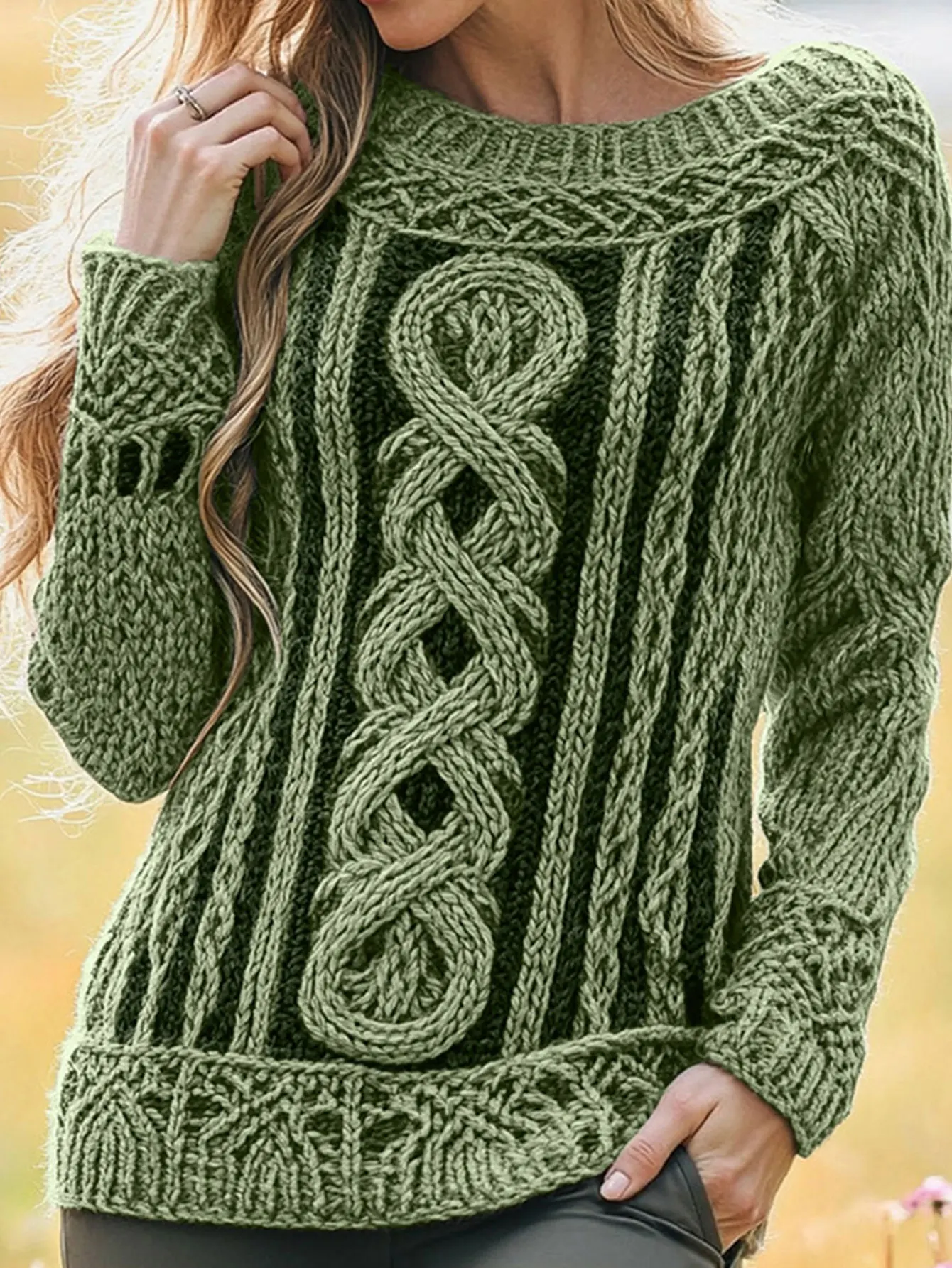 

Women's Sweaters Autumn Winter Fashion Comfortable 2025 Plain Irregular Grain Long Sleeve Round-Neck Daily Sweaters