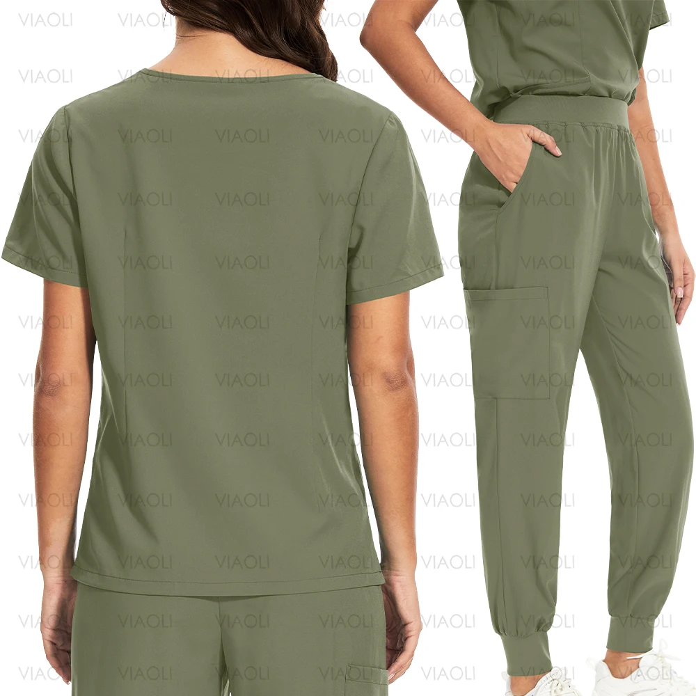 Traje de Jogger multicolor para mujer, uniforme médico de enfermería, Top de bolsillo, pantalones, conjunto de ropa médica clínica, uniformes quirúrgicos