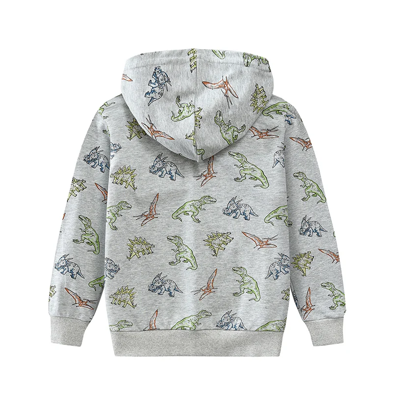 Little Hand Boys Hoodie 2‑7Y Long Sleeve Kids Hooded Sweatshirt Full Dinosaur Print Front Pocket Casual Boys Tops Spring Autumn