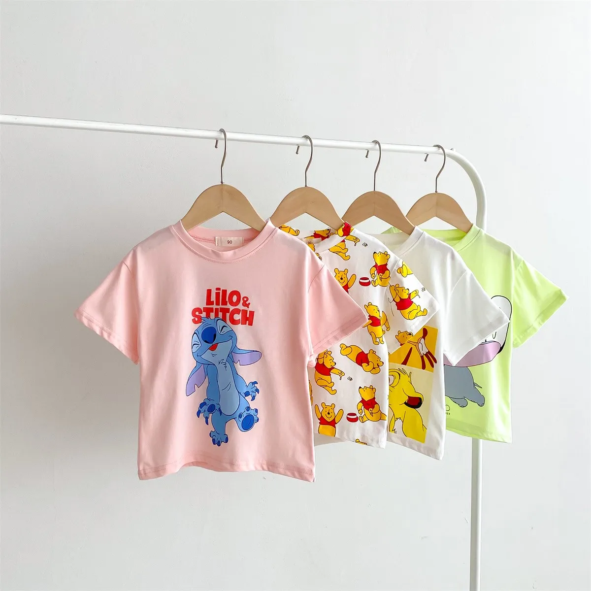 Summer Round Neck Loose And Trendy Short Sleeves 2024 Fashion Cartoon Stitch T-shirt Fashionable, Simple and Generous Children\'s