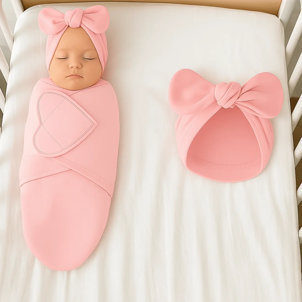 

Bowknot Blanket Hat Set Flower Lightweight Material Newborn Photography Blanket Breathable Soft Fabric Infant Swaddle Blanket
