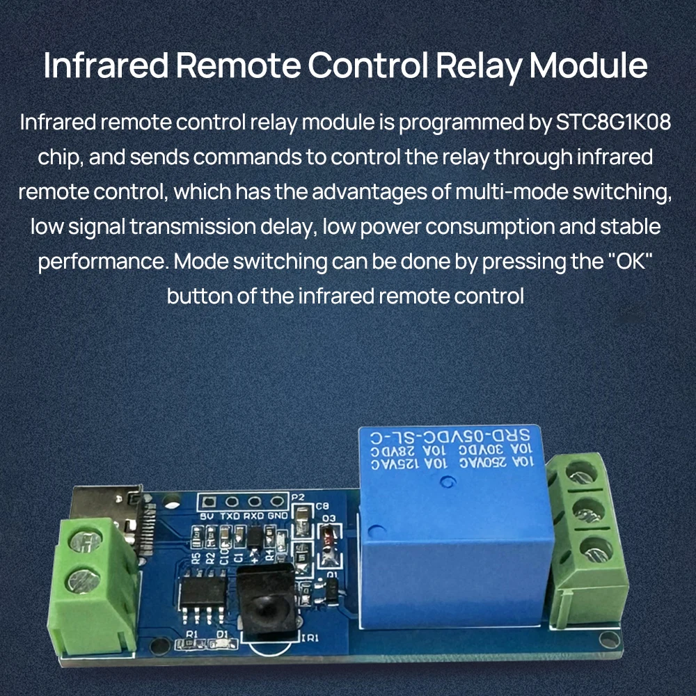 DC5V 1 kênh WiFi điều khiển từ xa Relay chuyển đổi mô-đun hỗ trợ tự khóa chế độ điểm hoạt động Type-C giao diện với điều khiển từ xa