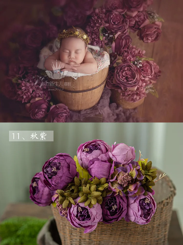 Newborn Photography Props Vintage Oil Painting Style Simulation Flower Decoration Tool Baby Photoshoot Accessories Fotografie