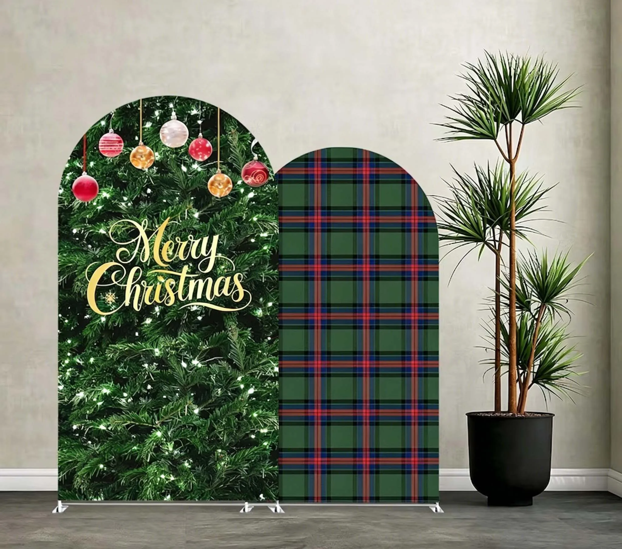 Custom 2-Side Christmas Arch Backdrop Cover Merry Little Baby Santa Baby Shower Fiesta Party Decorations Photography