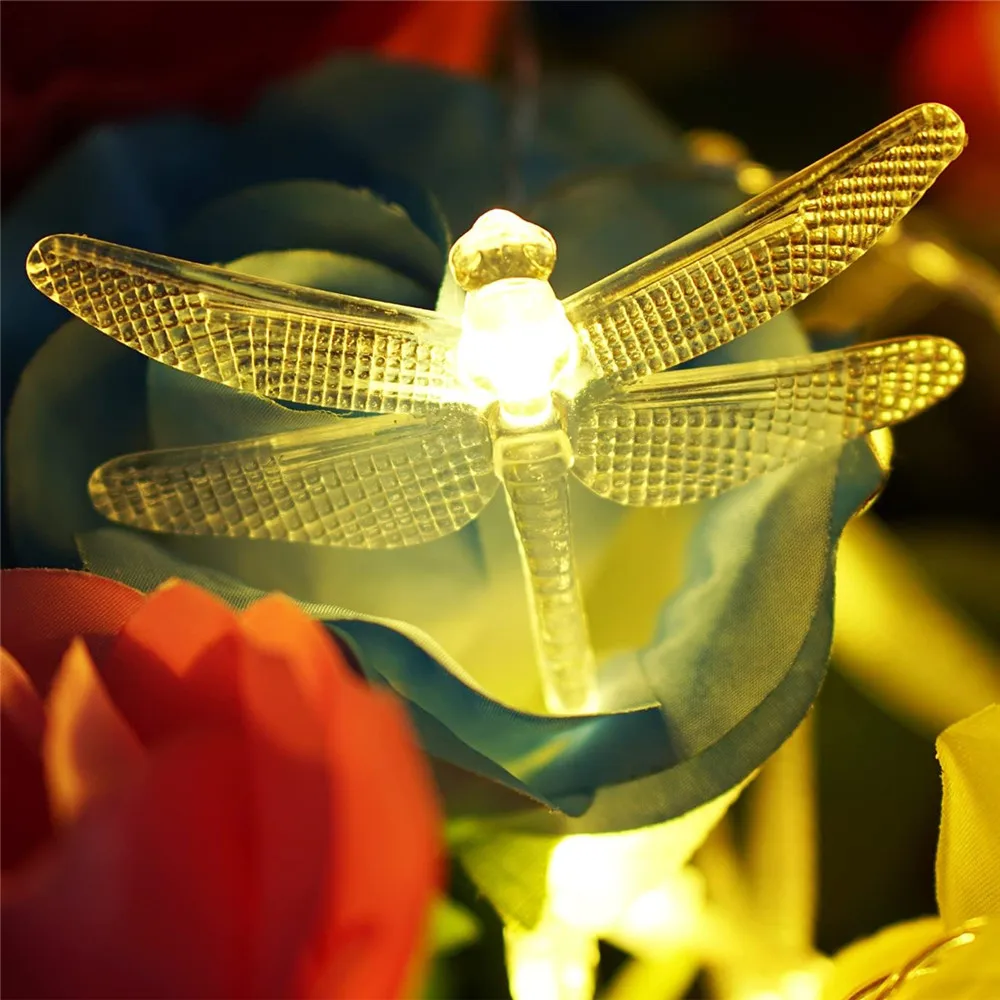 Libellen-Lichterkette, 40 LEDs, dekorativer funkelnder Lichterkette, batteriebetrieben, für Schlafzimmer, Hochzeit, Weihnachtsdekoration 708 – Detail 6
